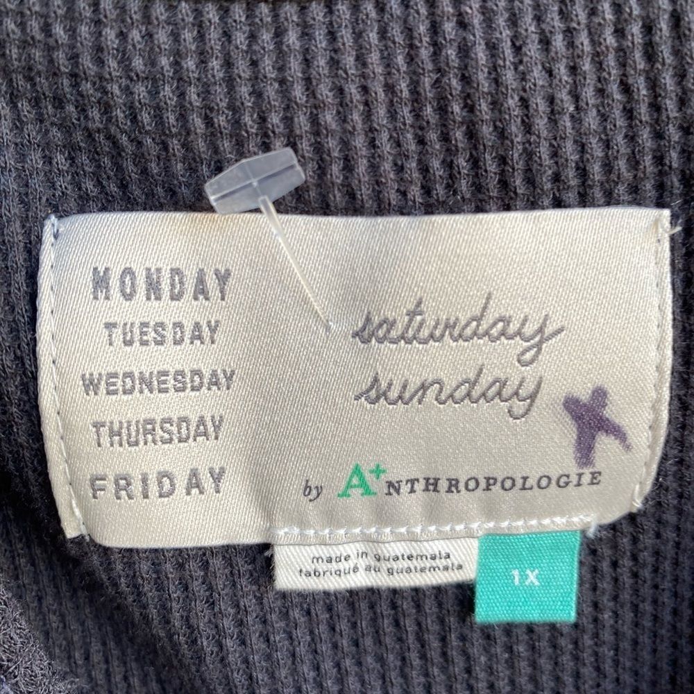 Anthropologie Saturday Sunday black ribbed scallop hem tank top Size: 1X - Picture 3 of 6